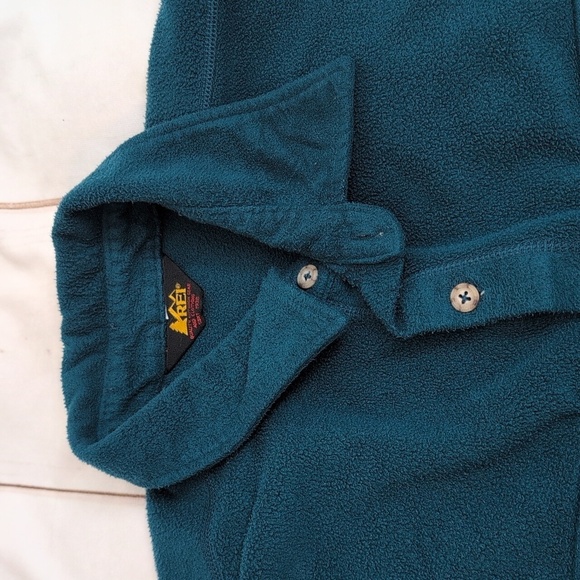 Vintage REI Polartec Teal Fleece Button Down Shirt size XL Perfect For Layering - Picture 3 of 7